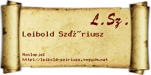 Leibold Szíriusz névjegykártya